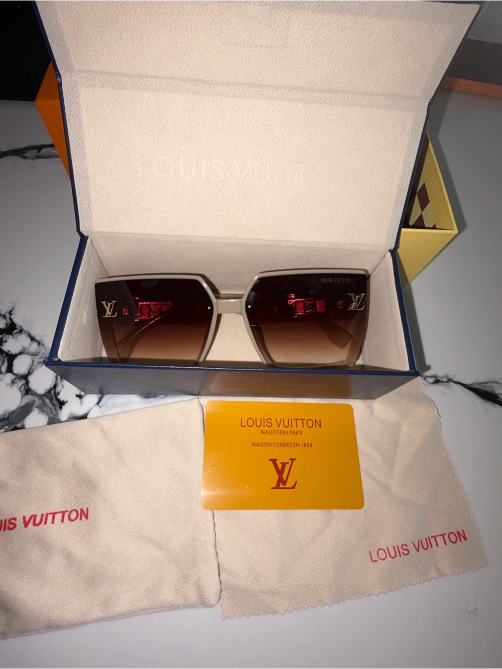 Louis Vuitton Women's Brown Gradient Square Sunglasses with Gold LV Accents